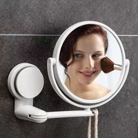 Wall Mirror Folding Arm Extend Bathroom Mirror Without Drill With Magnification Suction Arm Double Side Cosmetic Makeup Mirror 2