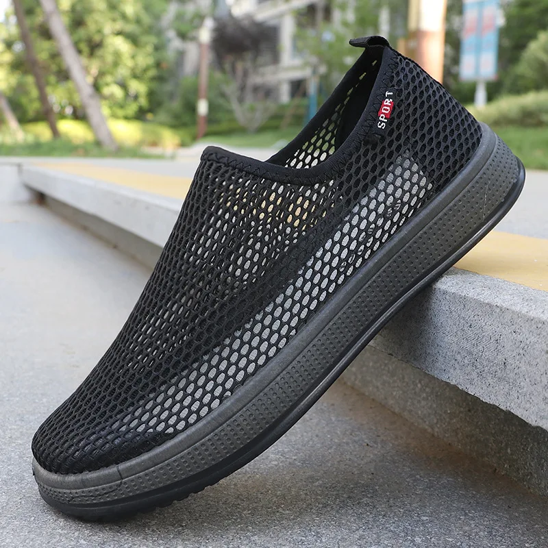 Summer men's tennis shoes with mesh surface, old Beijing cloth shoes, men's super breathable dad casual breathable driving shoes 2