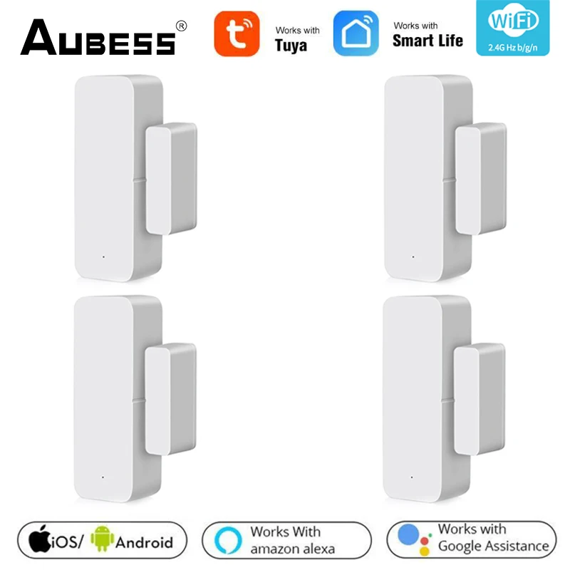 Aubess Tuya Smart WiFi Zigbee Door Sensor Alarm Window Open Closed Detector Smart Life APP Alert System For Alexa Google Home 