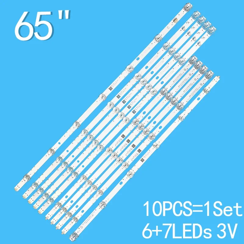 5 10pcs led backlight strip for 55 inch tv dled55cnc 5x10 0003 zx55zc332m10a0a4 zx55zc332m10a0v2 k600 jl d550a1330 114es m 3V 1242mm  10pcs LED Backlight Strip for MI 65'' TV L65M5-5A L65M5-5S CRH-BP653030051385F-B/A HRS-XM65T47-5X13