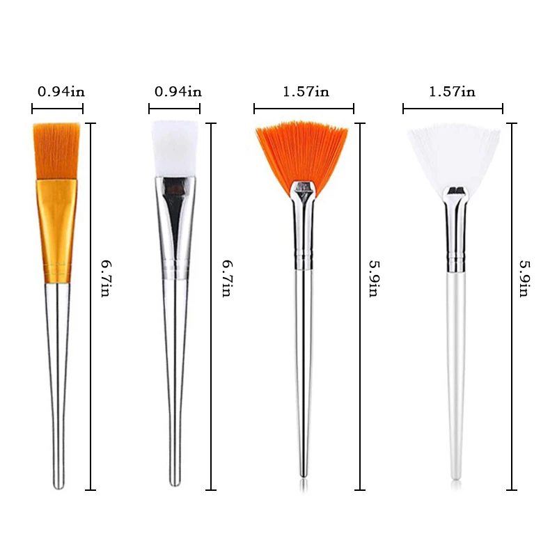 Set di 3/4 Pennelli per Maschera Viso Fai-da-Te, Applicatori Morbidi, Include Pennelli a Ventaglio e Pennello Applicatore per Acidi - immagine 5