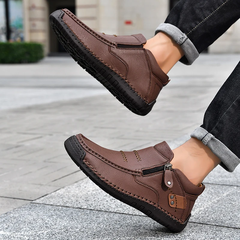Leather Men Casual Shoes Handmade Breathable Mens Loafers Fashion Men Sneakers Moccasins Luxury Brand Boat Shoes