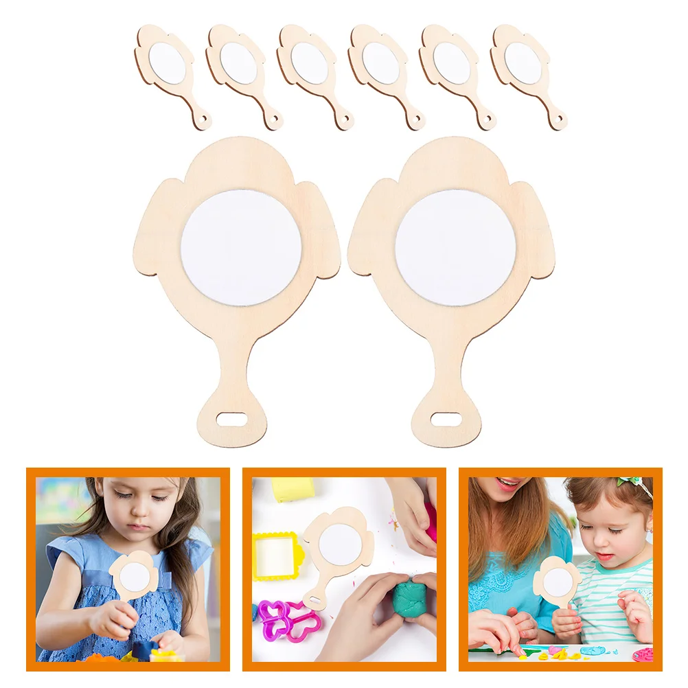 8PCS 돌고래 모양 나무 거울 DIY 공예 키트 어린이 휴대용 미니 거울 Paintable 장난감 거울 크리 에이 티브 프로젝트