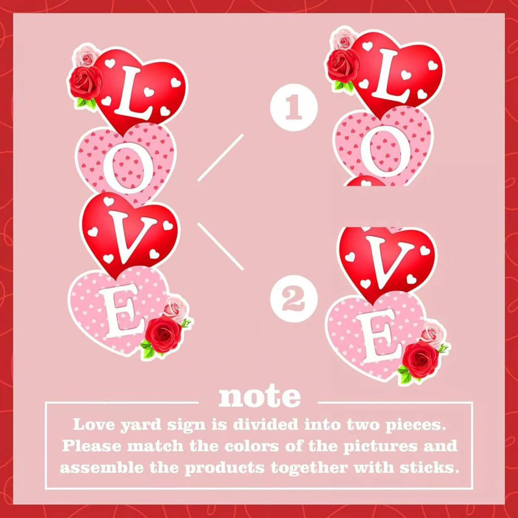 Valentine s Day Outdoor Decor Set of 6 Heart Truck and Love Letter Yard Stakes for Romantic Party Lawn Garden Decoration