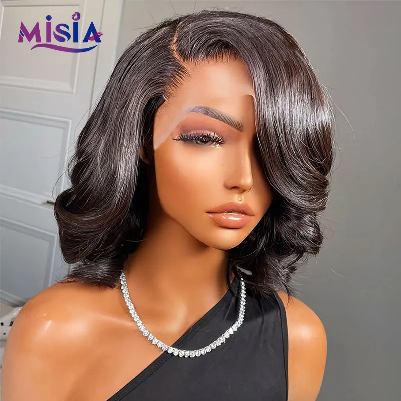 

Loose Curly Short BOB Wig Side Part Lace Human Hair Wigs for Women Glueless Body Wave Brazilian Wig Wavy Perruque Cheveux Humain