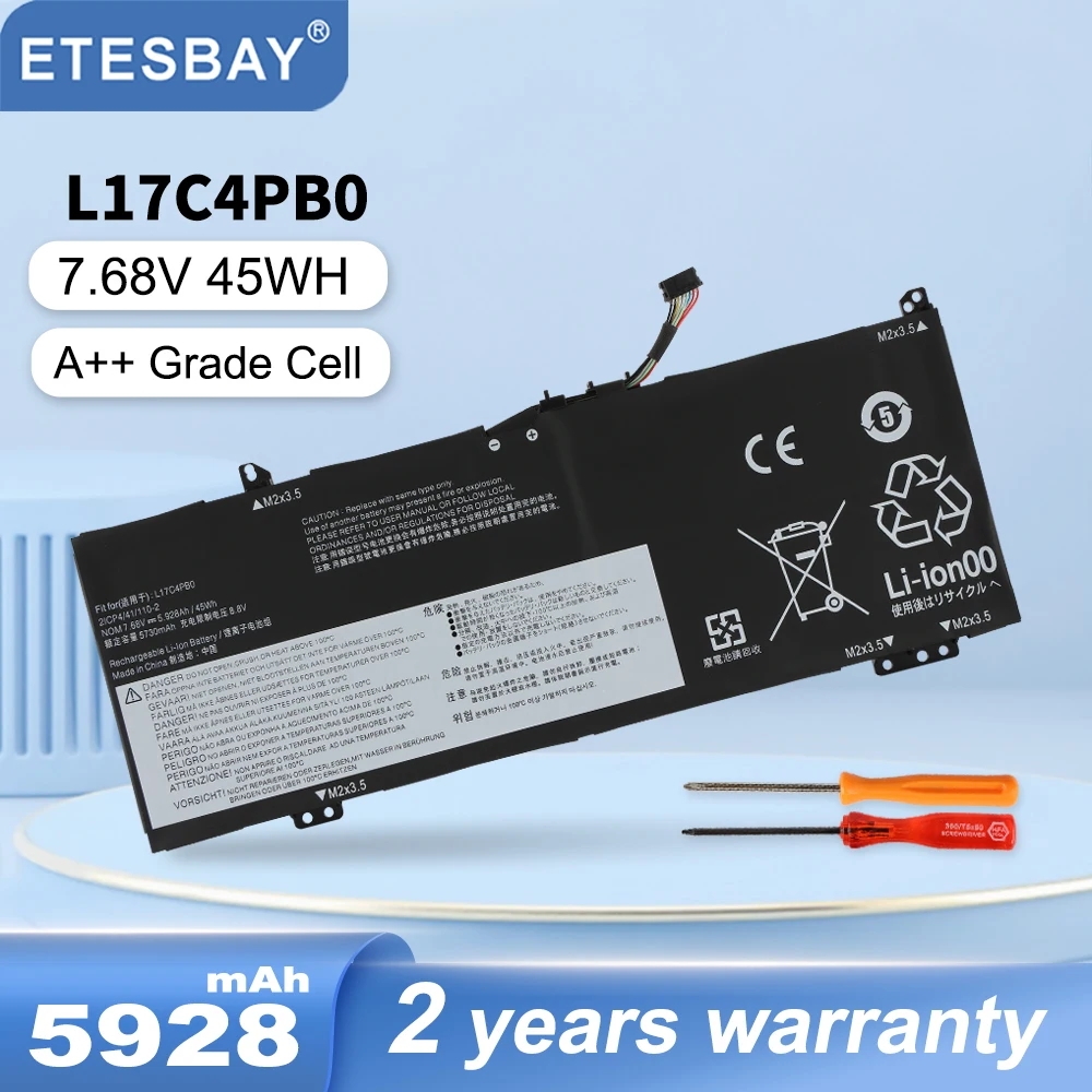 Etesbay L17c4pb0 L17m4pb0 45wh Bateria do Portátil para Lenovo Flex 614ikb 14arr Ideapad 530s-14arr 15ikb Yoga 530-14arr 5b10q16066