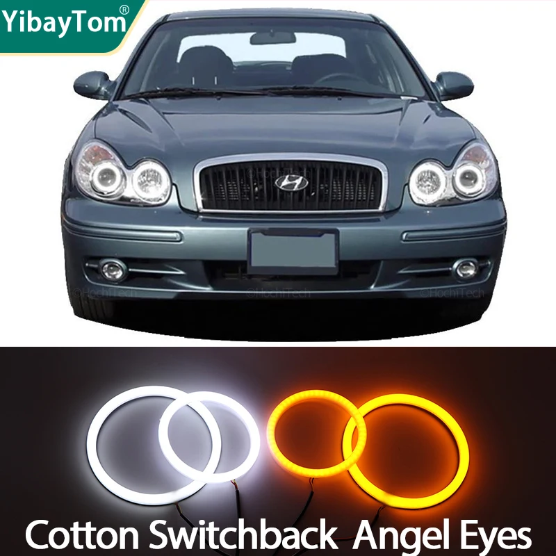 

Cotton Switchback Turn signal Light Halo Ring DRL LED Angel Eyes Kit For Hyundai Sonata EF-B Facelift 2002-2005 SMD White Yellow
