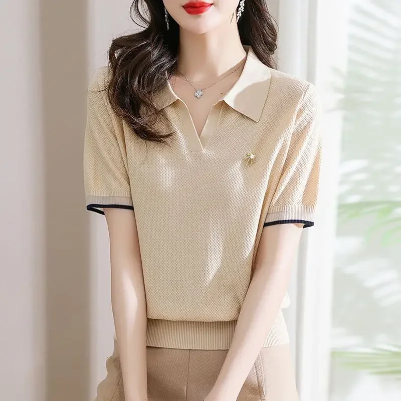 

Women's Polo Shirts Plain Kawaii Baggy Cute Female Tee Short Sleeve Korean T-shirts Style High Quality in Trend 2024 Basic Youth