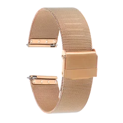 Elegant Milanese Stainless Steel Watch Band - Quick Release Strap with Double Safety Buckle in Black, Gold, or Silver - 18mm (Rose Gold)