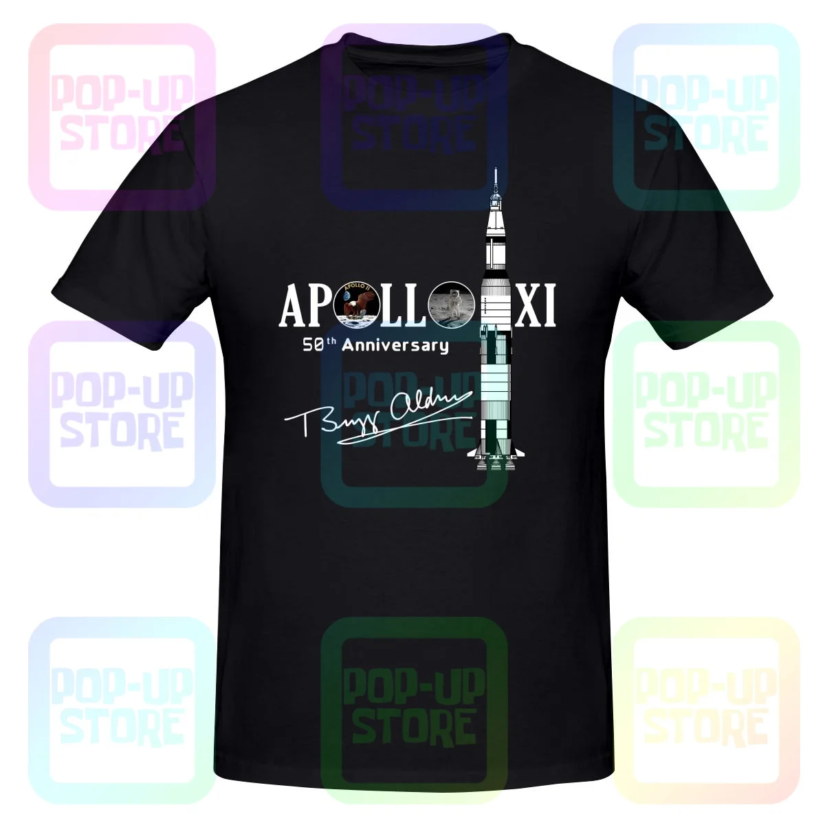 Apollo 11 50Th Anniversary With Astronaut Buzz Aldrin Signature Shirt T-shirt Tee Pop Hot Selling |