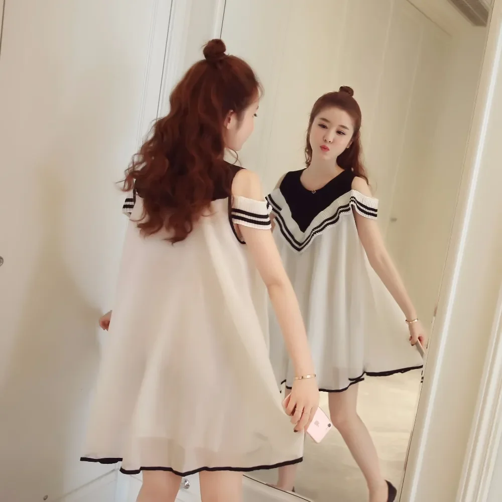 Sping Summer Maternity Off Shoulder Dresses A-Line Mummy