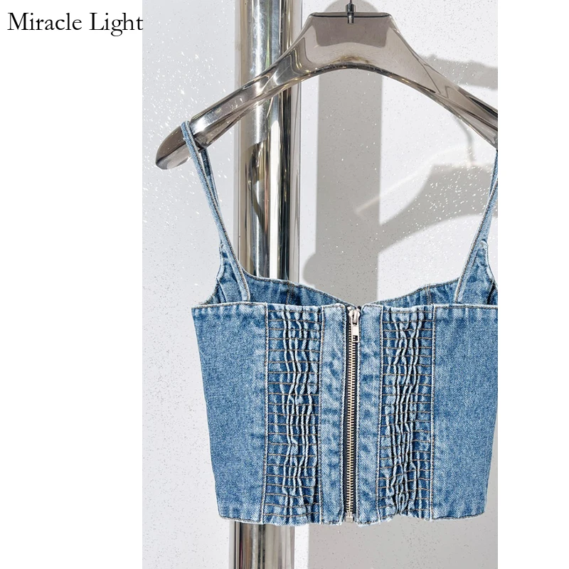

Denim Minimalist Tank Tops For Women Square Collar Sleeveless Casual Sexy Summer Vest Female Fashion Style ClothingAntique deni