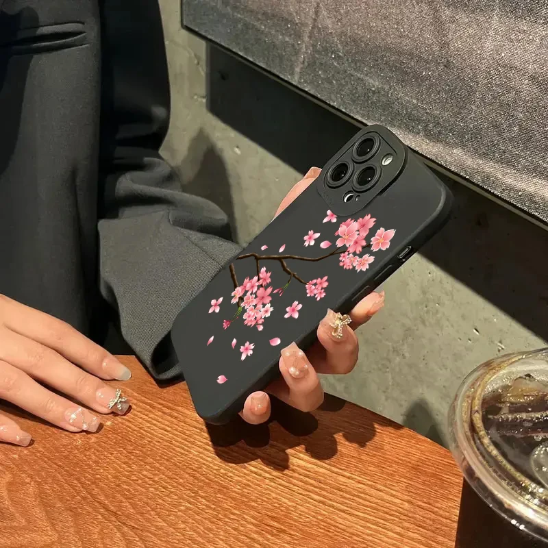 Pink Cherry Blossom Silicone Soft Phone Case