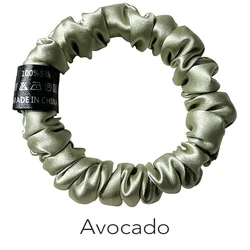 Luxurious Mulberry Silk Scrunchies - Soft Elastic Hair Ties (1.5cm Avocado)