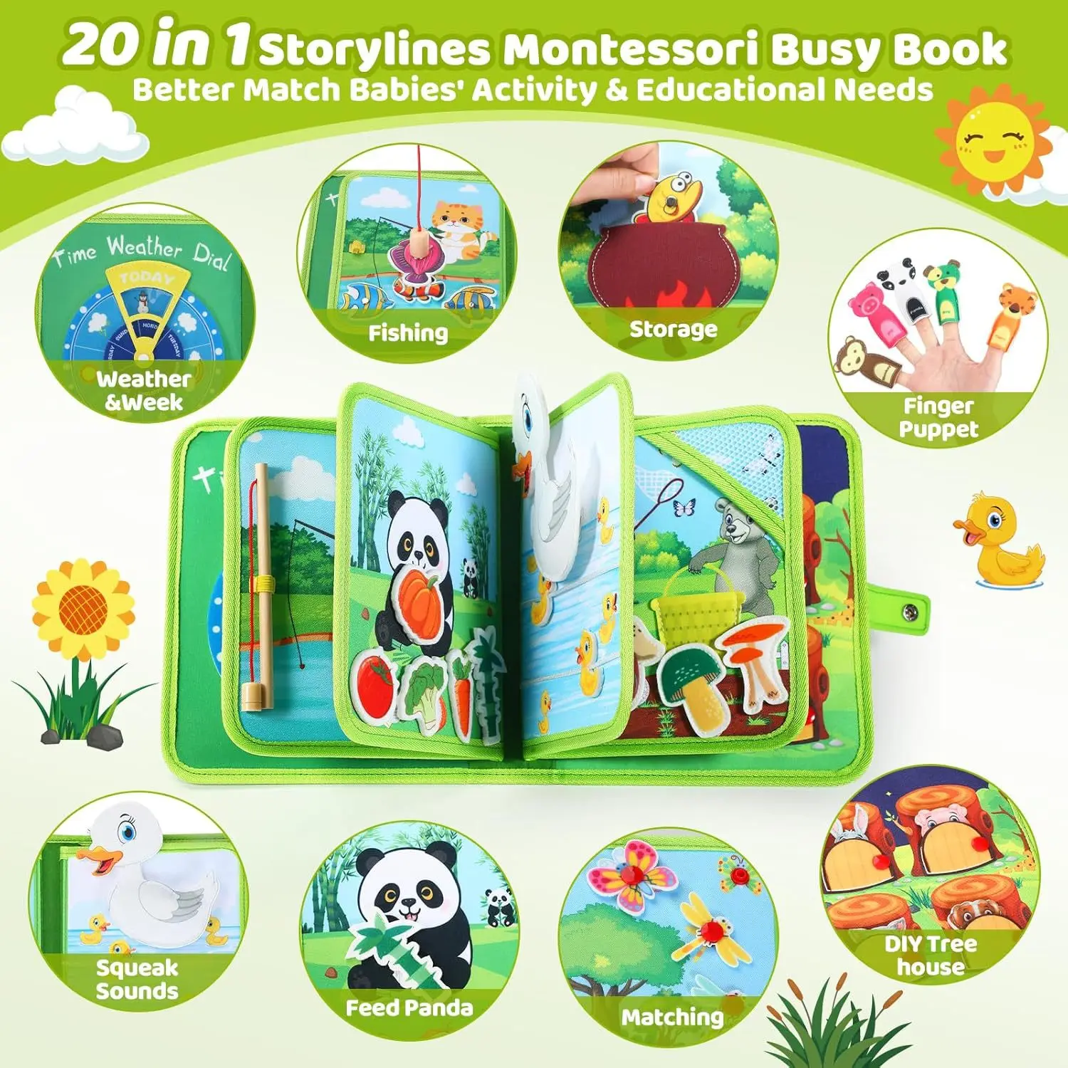 Enlightenment Early Childhood Educational Cloth Book Animal DIY Three-Dimensional Learning Board Baby Quiet Early Busy Board