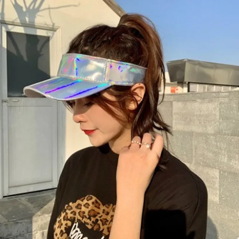 New Summer Women Men Sun Hat Candy Color Transparent Empty Top Plastic Sunshade Hat Visor Caps Bicycle Sun Hat Bicycle Cap Gift