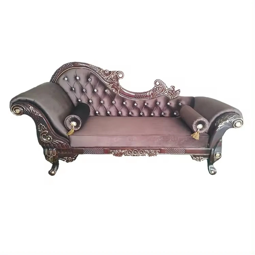 Antique European Style Luxury Golden Stainless Steel Leg King Throne Chair For Wedding Double Seat Leather Sofa for Hotel