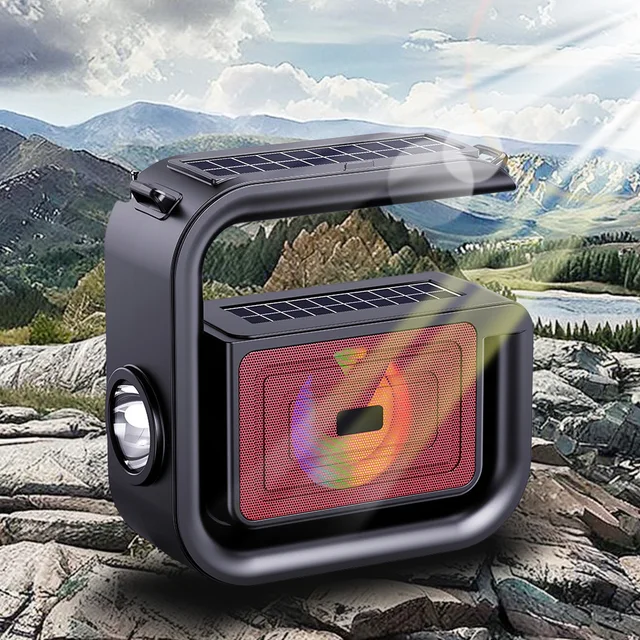 Bluetooth-Compatible Speaker LED Ambient Night Lighting Speaker Multi-functional FM Radio Flashlight G Shaped for Home Office 3