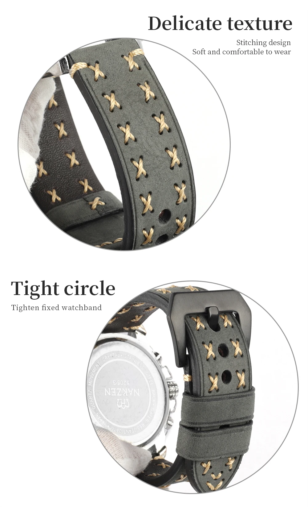 Handmade Watchbands 22mm 24mm Genuine Leather Vintage Watch Band Strap Black Buckle Men Women Watch Strap Belt Watch Accessorie