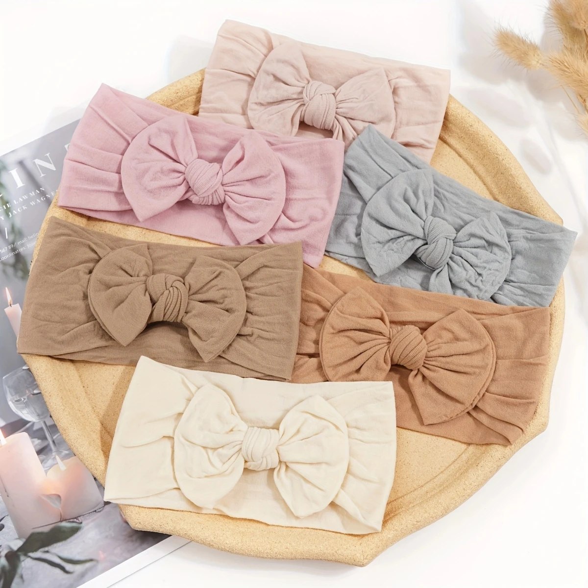 

5 Colors Super Stretchy Soft Knot Baby Girl Headbands with Hair Bows Head Wrap For Newborn Baby Girls Infant Toddlers Kids