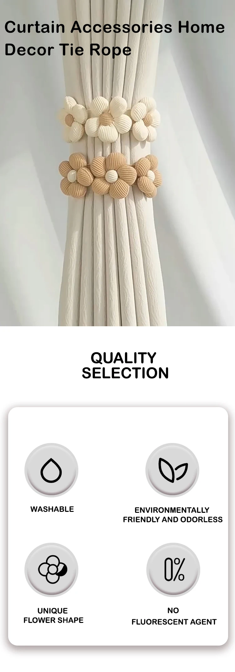 Description Picture 2 of item1 Piece Set Cartoon Flower Curtain Ties Kids Room Curtain Straps Decorative Buckle Clip Curtain Accessories Home Decoration