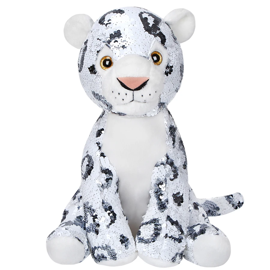 Sequin Leopards Plush Toy Stuffed Animal Jungle Glitter Sequins Birthday Gifts Toys for Kids Girls White Yellow Tiger Doll Toy disney plush animal headband mickey sequin ears costume hallowmas headband cosplay plush gift plush mouse doll girls hair band