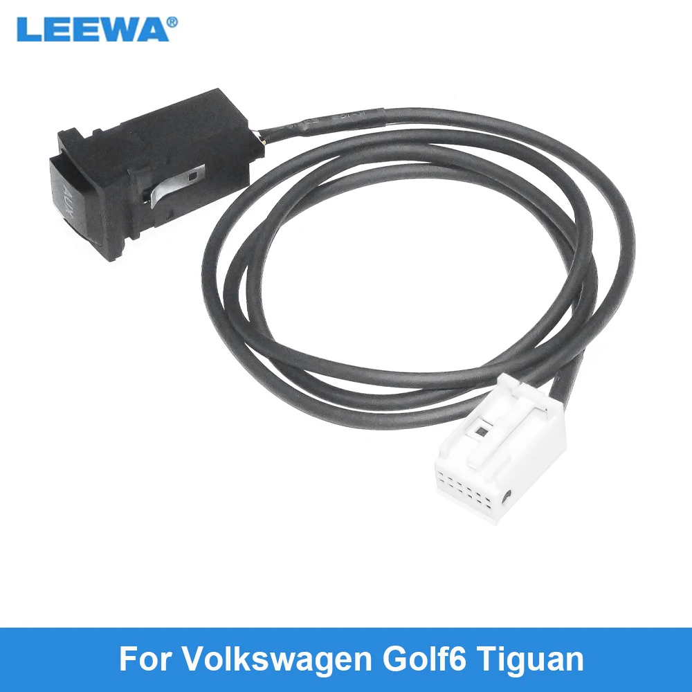 

LEEWA Car Audio AUX Cable Plug With Switch For Volkswagen Golf6 Tiguan Skoda Octavia RCD510 300+ 310/210