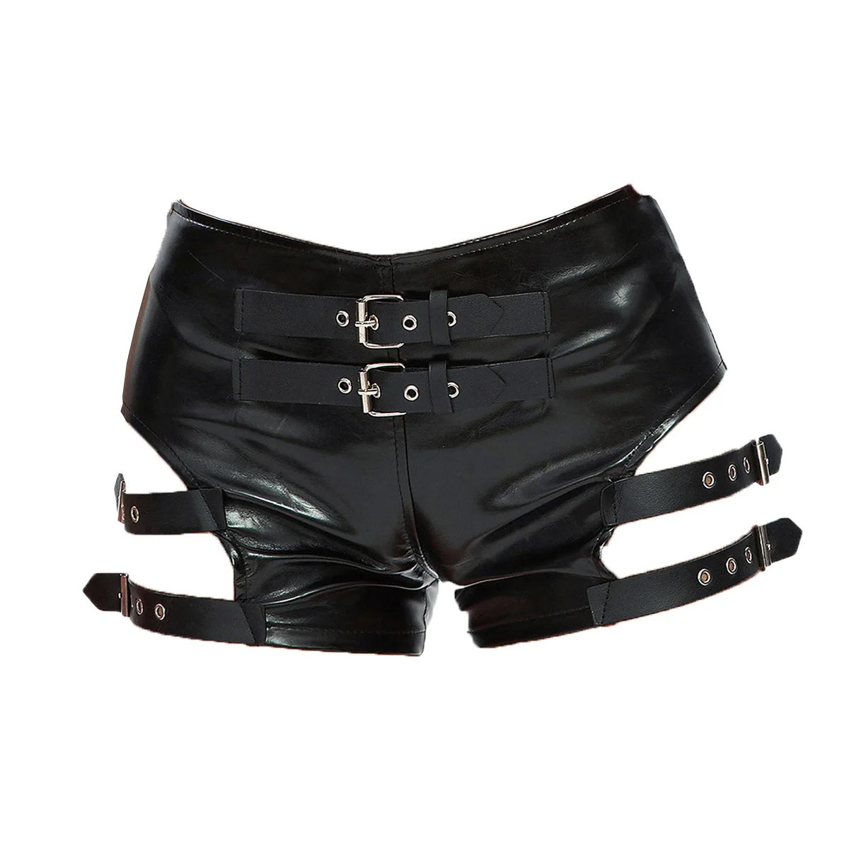 New Womens Fashion Shorts Pole Dancing Costumes Patent Leather Strappy Booty Shorts Femme Exotic Hot Pants Body Latex Clubwear