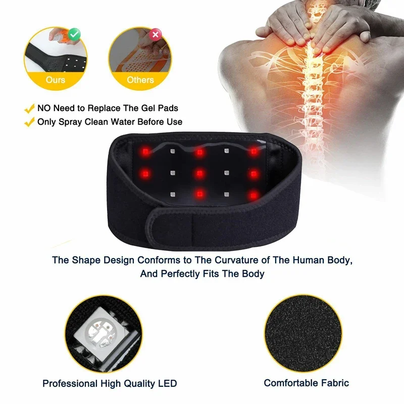 Cintura per terapia con luce rossa, fascia portatile a infrarossi, uso domestico, massaggio per rilassare i muscoli, sollievo dal dolore al collo, 15/20/24 lampade_voghion.com