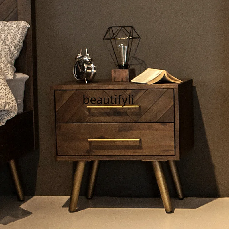 

zqBedside Table Nordic Solid Wood Simplicity Modern Nordic Bedroom Bedside Storage Cabinet Light Luxury Locker