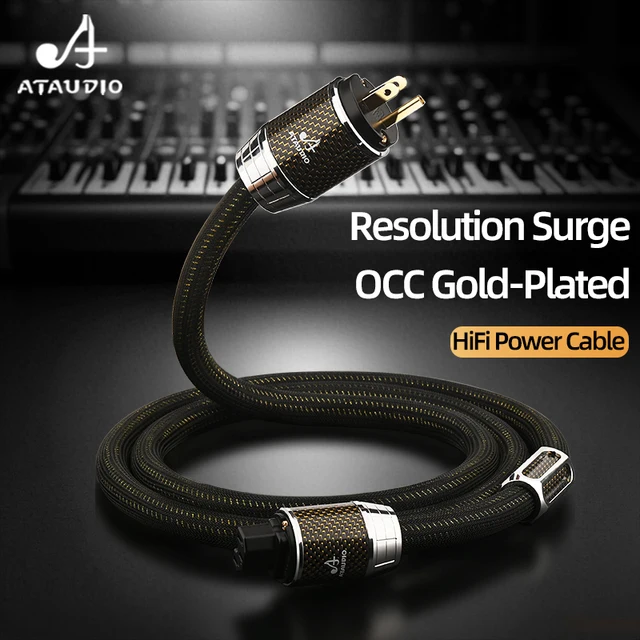 ATAUDIO HiFi Power Cable with EU/US/AU Carbon Fiber Gold Plated Plug Audio Power Cord for Power Filter Amplifier 1