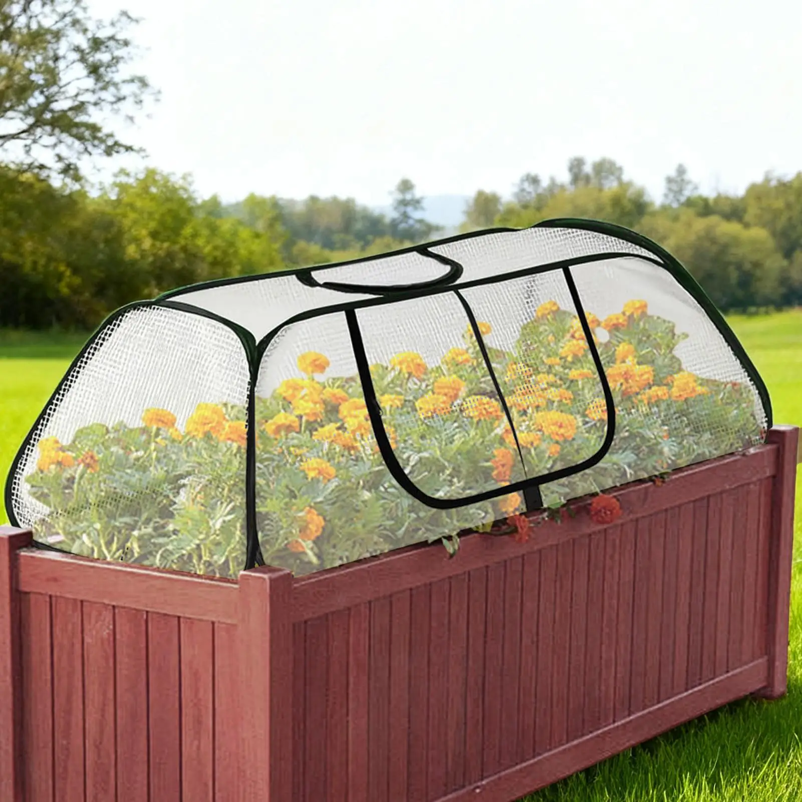 Greenhouse Portable Protector with Door PVC UV Resistant Flower Accelerator Tents for Vegetable Fruits Seedling Flower Gardening