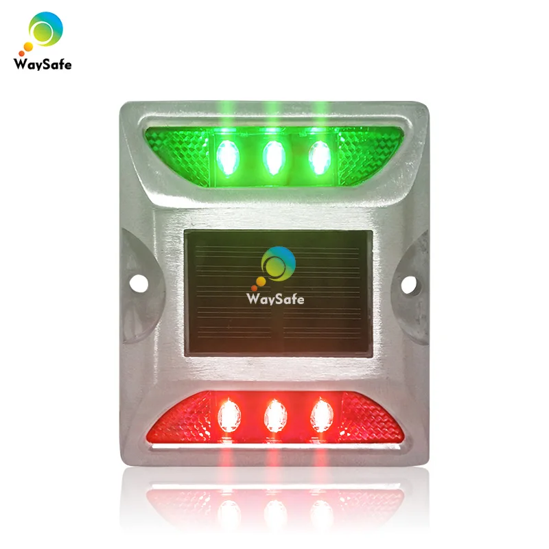 Dual Color Aluminum Solar Powered Road Marker Stud Road Reflector Deck Dock Ligh Solar Stud