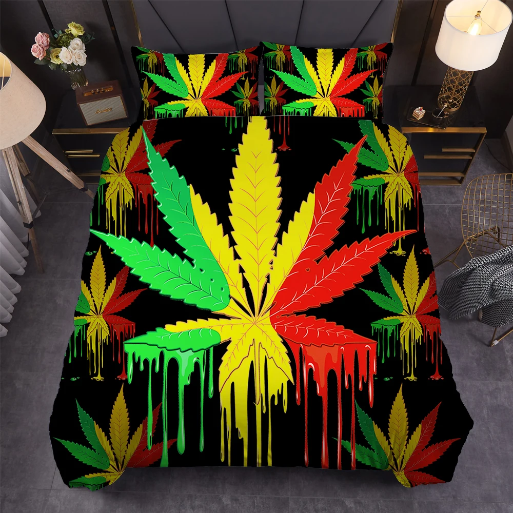 3D Printing Maple Leaf Bedding Set Tie Dye Bedding Mircofiber Duvet Cover Set Forter Cover Bedroom Decor Queen King