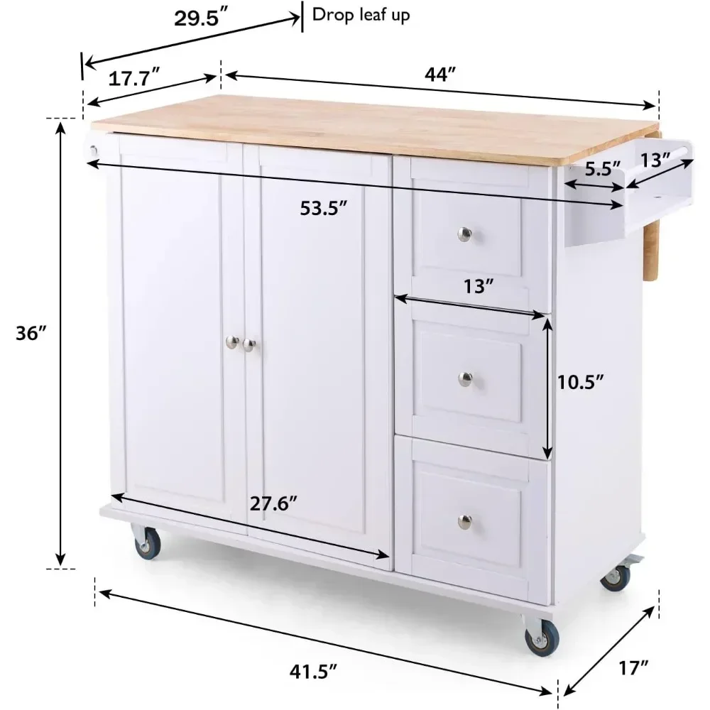 Kitchen Island Cart on Wheels - Portable Kitchen Island with Drop Leaf, Rolling Kitchen Island with Storage 5