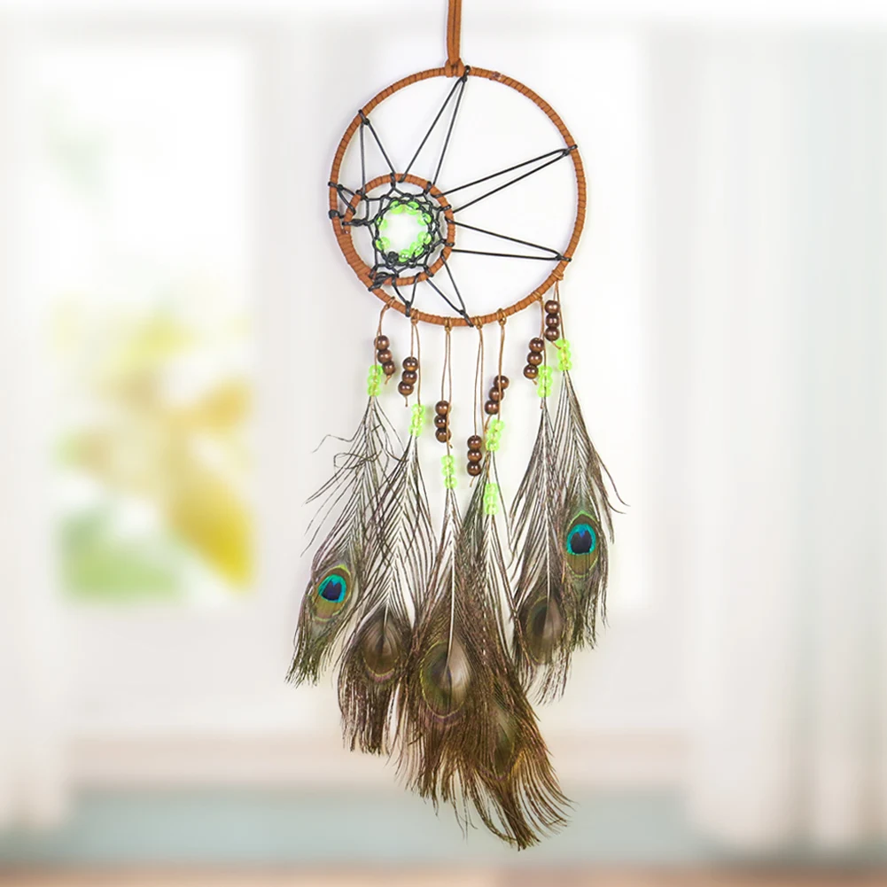 Mysterious Geometry Weave Maple Leaf Peacock Eye Feather Beads