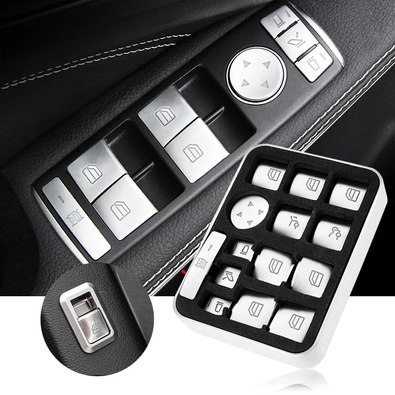 Car Window Glass Lift Button Sticker Switch Panel Styling Per Mercedes Benz A B Classe C W204 W212 Gla Glk Cla Gl Ml Gle