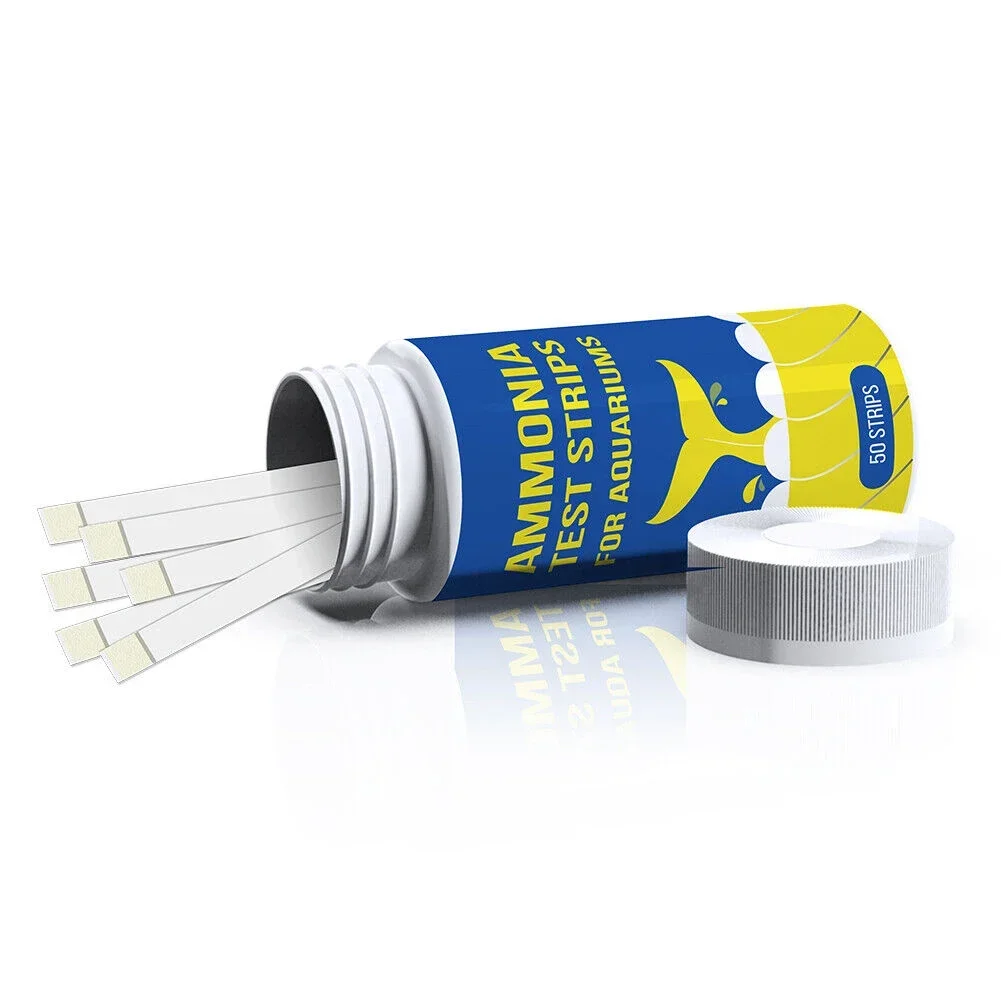 50pcs Ammonia Nitrogen Quick Water Quality Test Strips Paper Kits For Freshwater Saltwater Aquarium 30s Testing Timing