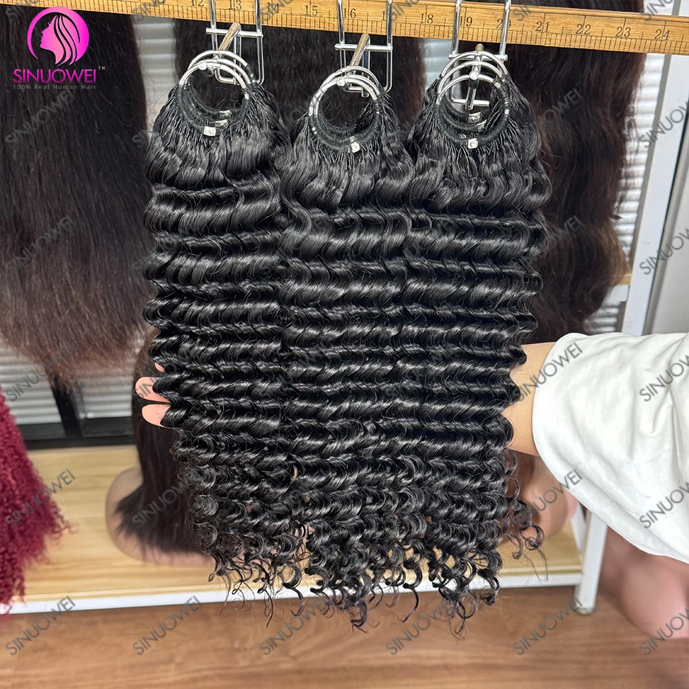 12A Deep Wave Feather Crochet Hair Double Drawn 100% Human Hair Pre-Separated Crochet Feather Hair Extensions For Braiding 6
