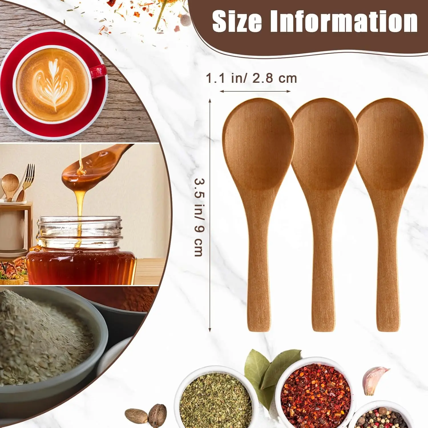 50-300PCS Small Wooden Spoons 3.5''L Mini Wood Spoons Nature Tiny Little Teaspoons for Honey Jars Creamer Party Favors