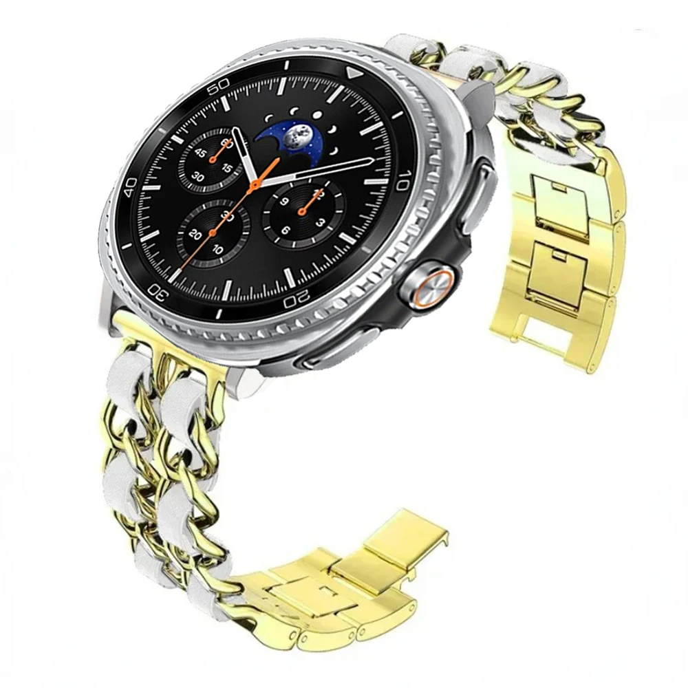 Stylish Metal & Leather Strap Fashion Wristband