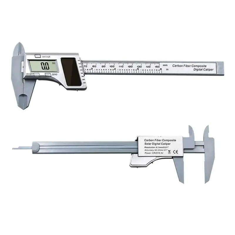 

Digital Caliper with Solar Charge 0-150mm / 0-6" Metric Inch Conversion Depth Gauge Measuring Tools LCD Display Screen