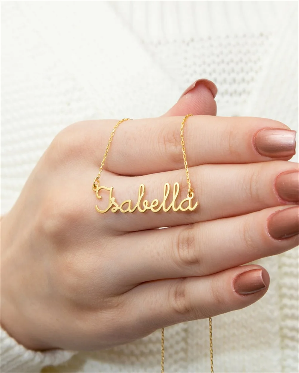 Personalisierte Namenskette für Frauen, Edelstahl-Halsband, personalisierter individueller Namensschild-Schmuck, Geburtstagsgeschenk, Schmuck 2022 – Detail 10