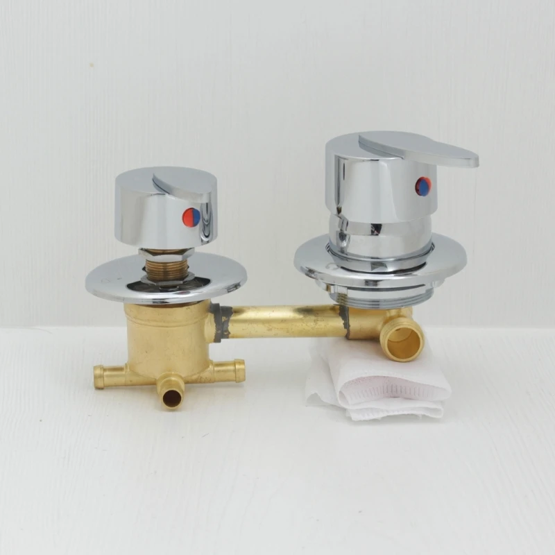 

4 Ways Outlet Brass Mixing Diverter Universal Shower Faucets Tap Temperature Mixer Control Screw Bathroom