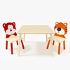 Kids Table and 2 Chairs Set, 3 Pieces Toddler Table and Chair Set, Wooden Activity Play Table Set (Bear&Tiger) 3