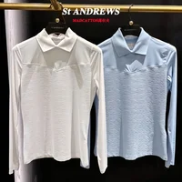 ST ANDREWS 2024 Autumn New Women's Golf Clothing Slim-fit Breathable Casual Versatile Long-sleeved Polo Shirt 1