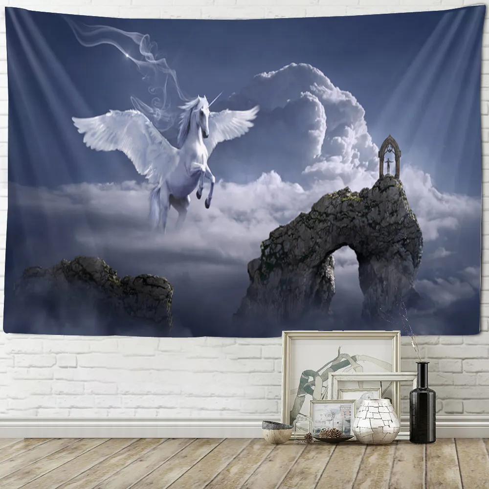 Tapestry Decor Pentium Horse Print Wall Hippie Tapestry Polyester Fabric Home Decor Wall Rug Carpets Hanging Big Couch Blanket