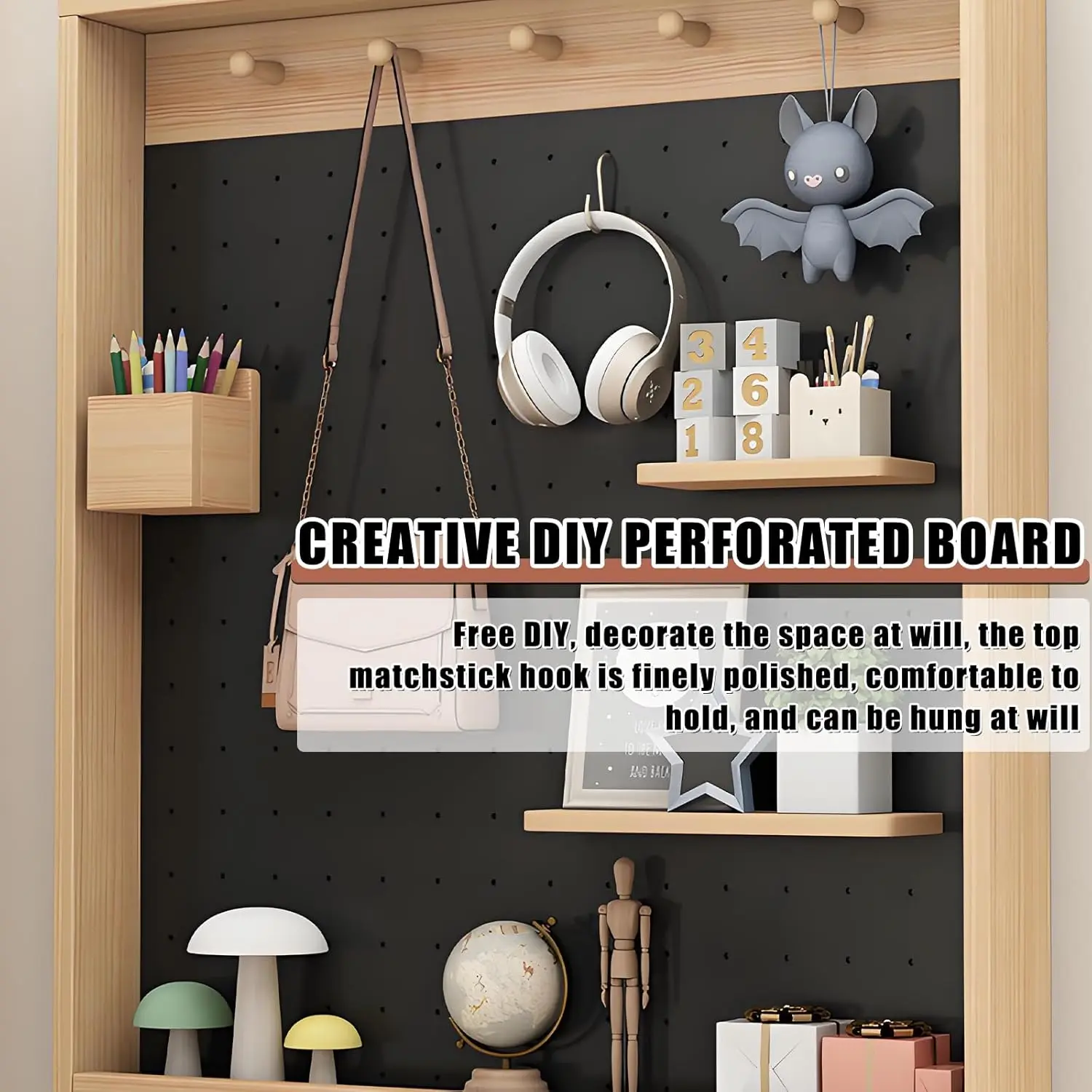 behind door bookshelf,Toddler Bookshelf,Storage Cabinets,Organizer for Toys and Books,Storage rack with perforated board,for 4