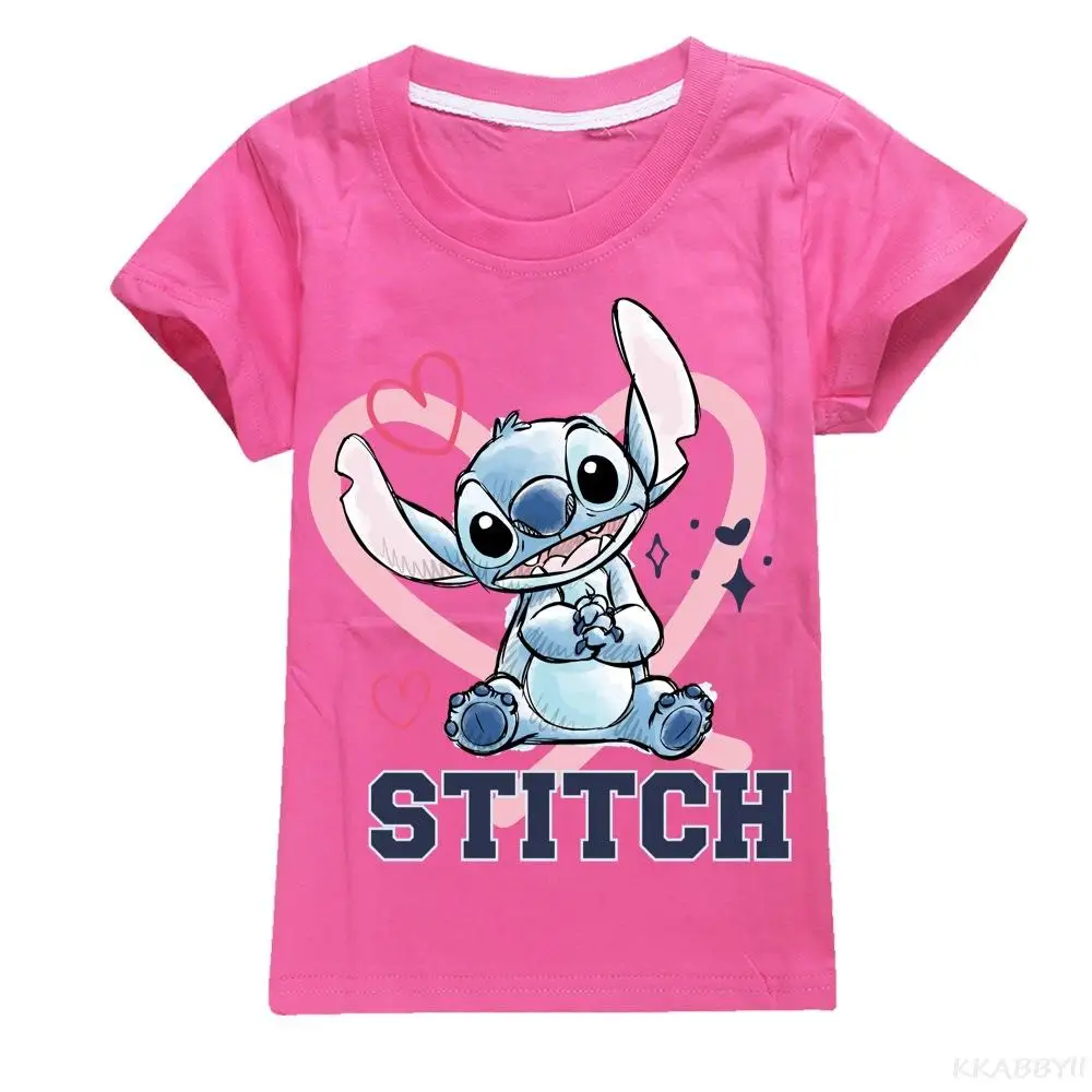 Stitch T-shirt Baby Boys Summer Clothes Toddler Girls Casual Tops Children Short Sleeve Cotton T Shirts