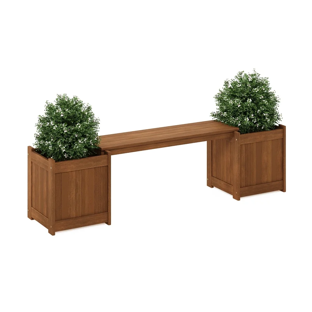 Outdoor Wooden Planter Box with Removable Bench – Teak Oil Treated 6